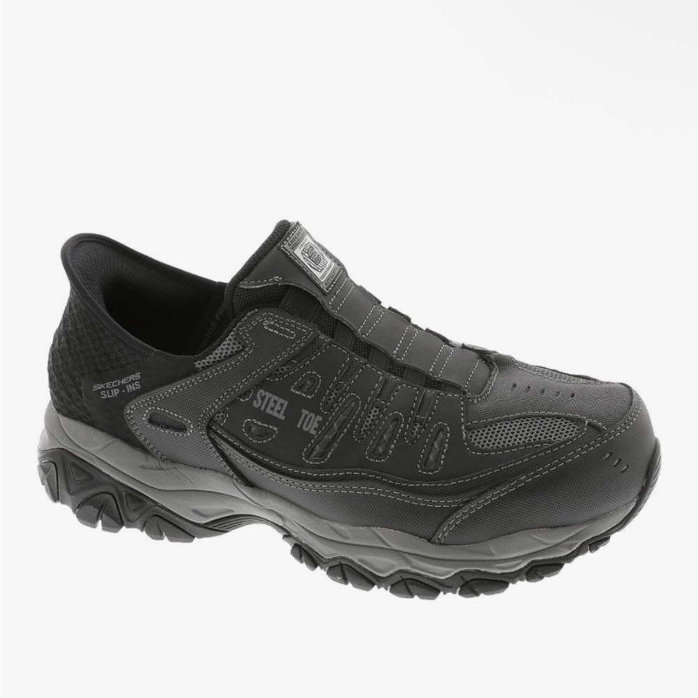 Skechers STEEL TOE Men’s Size 7 Black Slip-On Loafers - Picture 3 of 16